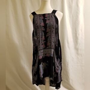 Free People Women's Size M  Black Floral Mini Slip Dress